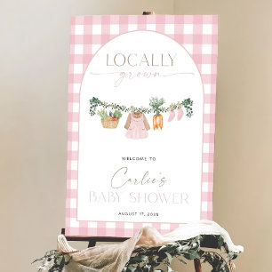 Pink Locally Grown Baby Shower Welcome Sign Farmer