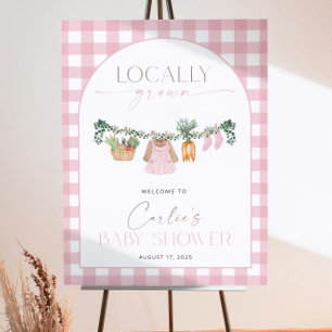 Pink Locally Grown Baby Shower Welcome Sign Farmer