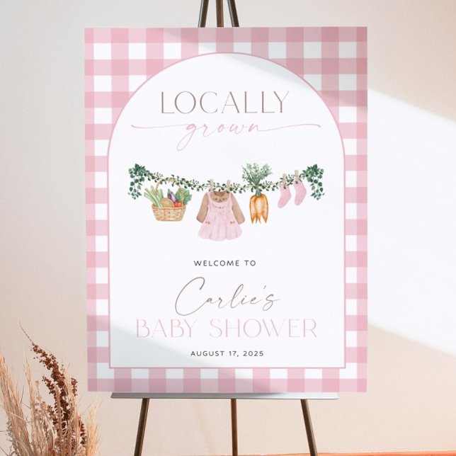 Pink Locally Grown Baby Shower Welcome Sign Farmer (Creator Uploaded)