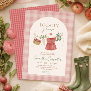 Pink Locally Grown Farmer's Market Baby Shower Invitation