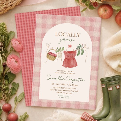 Pink Locally Grown Farmer's Market Baby Shower  Invitation