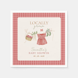 Pink Locally Grown Farmer's Market Baby Shower Napkins