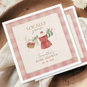 Pink Locally Grown Farmer's Market Baby Shower Napkins