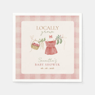 Pink Locally Grown Farmer's Market Baby Shower Napkins