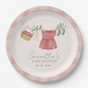Pink Locally Grown Farmer's Market Baby Shower Paper Plates