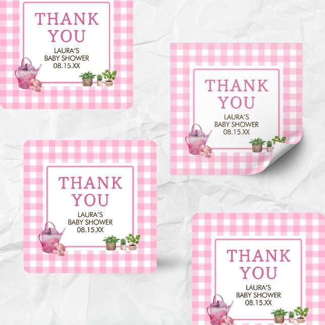 Pink Locally Grown Farmers Market Baby Shower Square Sticker (Pink Farmers Market Locally Grown Baby Shower Square Sticker )