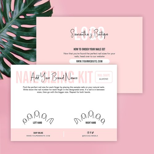 Pink Logo Artificial Nails Sizing Kit Display Card