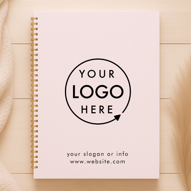 Pink Logo | Business Corporate Modern Minimalist Notebook (Feminine company branded spiral notebook for small business meeting note taking & office records.)
