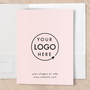 Pink Logo Business Professional Minimalist Blush Pocket Folder