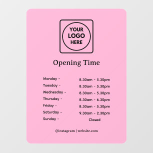 Pink Logo Custom Business Opening Hours Sign