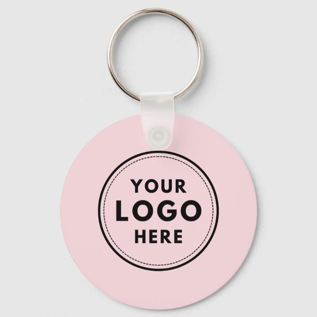 Pink Logo custom professional business Keychain (Front)