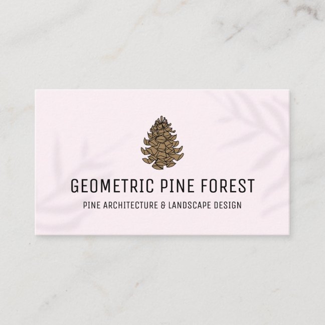 Pink Logo Forest Tree Pine Cone Business Card