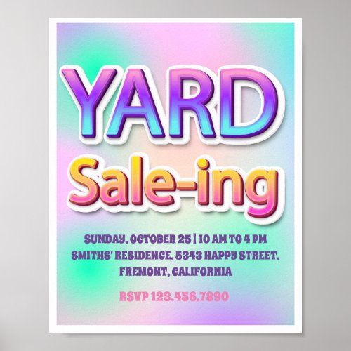 Pink  Logo  Garage Yard Selling Holographic Poster