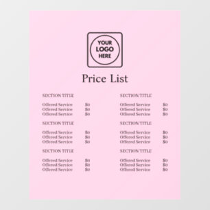 Pink Logo   Minimalist Business Price List Wall Decal