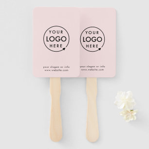 Pink Logo Modern Business Promotional Hand Fan