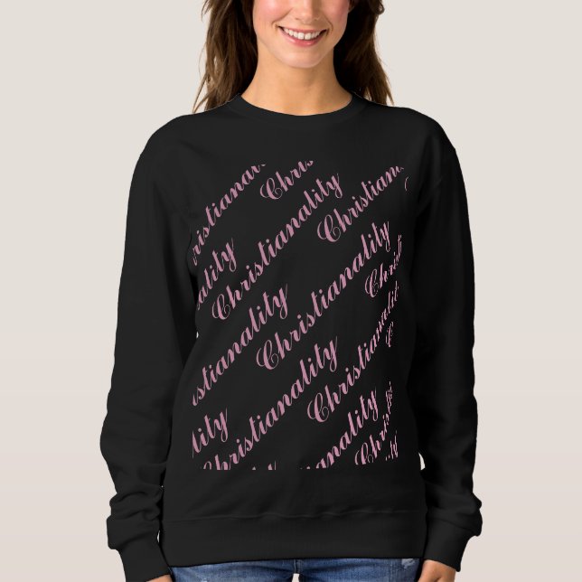 pink logo repeat blk sweatshirt (Front)