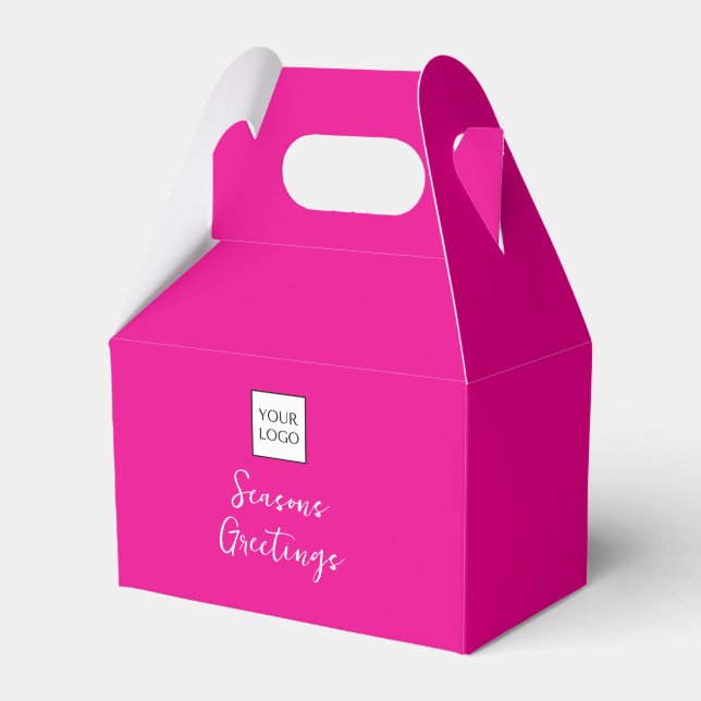 Pink Logo Text Promotional Business Packaging Favor Boxes (Front Side)