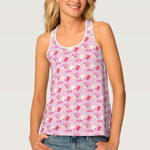 Pink lollies and ice cream graphic pattern tee