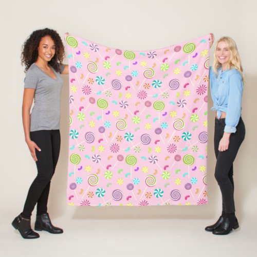 Pink Lollipop Candy Pattern Fleece Blanket