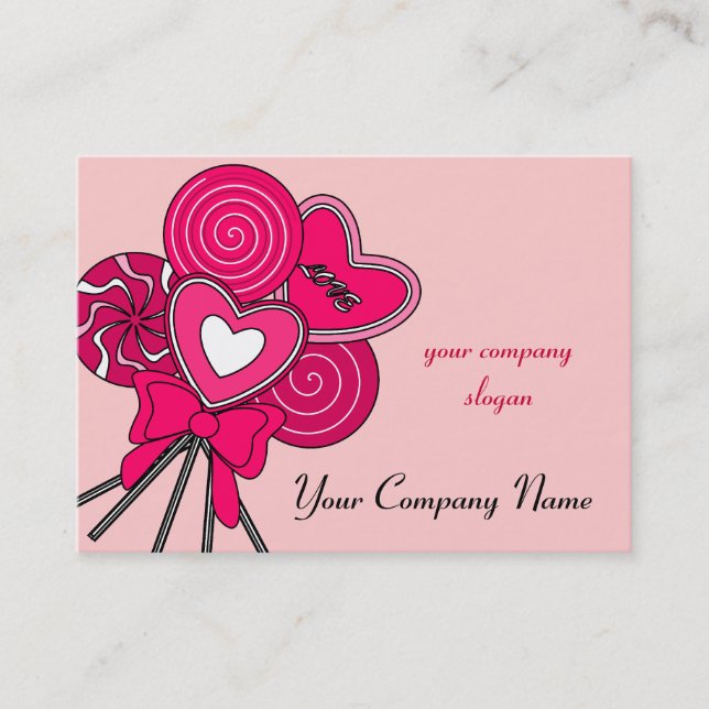 Pink Lollipop Candy Shop Bakery Business Card (Front)