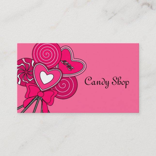 Pink Lollipop Candy Shop Bakery Business Card (Front)