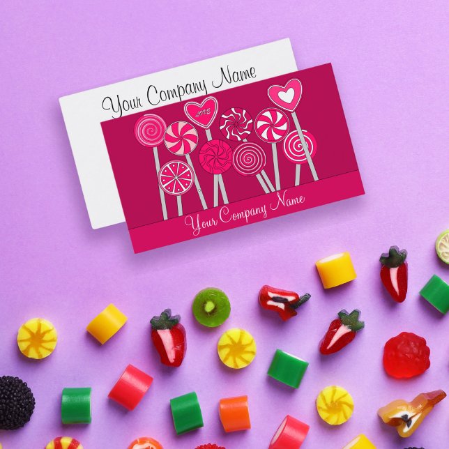 Pink Lollipop Candy Shop Bakery Business Card (Creator Uploaded)