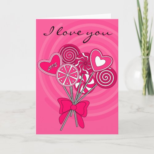 Pink lollipop greeting card