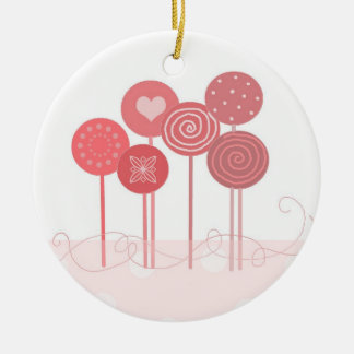 Pink Lollipops Ceramic Ornament
