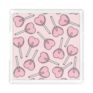 Pink Lollipops, Heart Lollipops, Lollipop Pattern Acrylic Tray