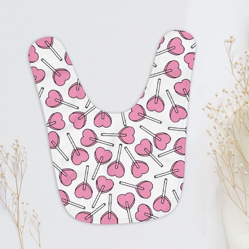 Pink Lollipops Heart Lollipops Lollipop Pattern Baby Bib