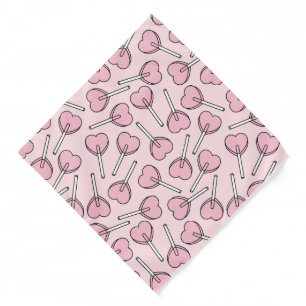 Pink Lollipops, Heart Lollipops, Lollipop Pattern Bandana