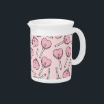 Pink Lollipops, Heart Lollipops, Lollipop Pattern Beverage Pitcher<br><div class="desc">Cute,  fun and adorable pattern with pink lollipops. Modern and trendy gift,  perfect for the candy lover in your life.</div>