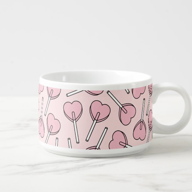 Pink Lollipops, Heart Lollipops, Lollipop Pattern Bowl (Left)