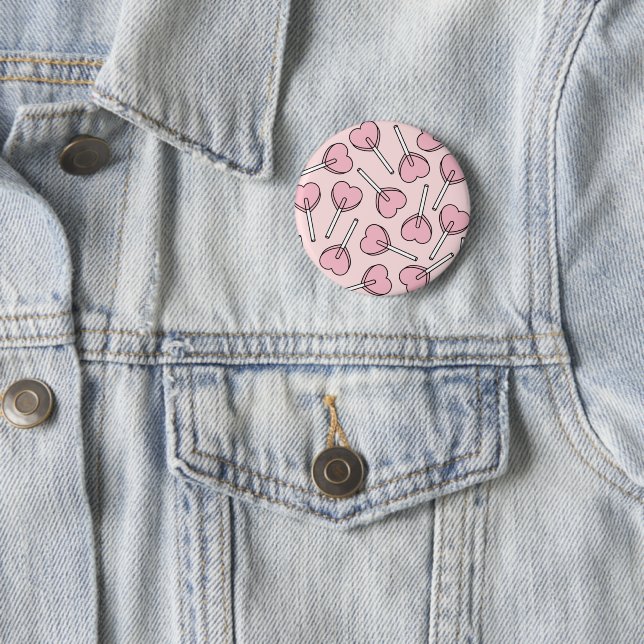 Pink Lollipops, Heart Lollipops, Lollipop Pattern Button (In Situ)