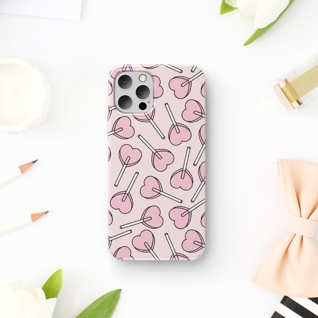 Pink Lollipops, Heart Lollipops, Lollipop Pattern Case-Mate iPhone Case (Creator Uploaded)