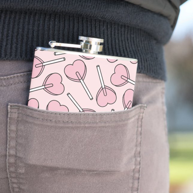 Pink Lollipops, Heart Lollipops, Lollipop Pattern Flask (In Situ)