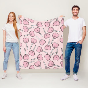 Pink Lollipops, Heart Lollipops, Lollipop Pattern Fleece Blanket