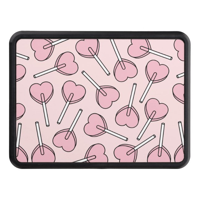 Pink Lollipops, Heart Lollipops, Lollipop Pattern Hitch Cover (Front)