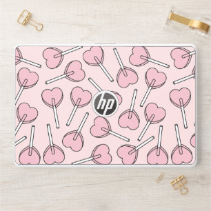 Pink Lollipops, Heart Lollipops, Lollipop Pattern HP Laptop Skin