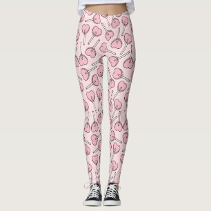 Pink Lollipops, Heart Lollipops, Lollipop Pattern Leggings