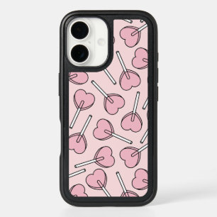 Pink Lollipops, Heart Lollipops, Lollipop Pattern iPhone 16 Case