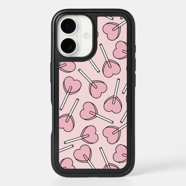 Pink Lollipops, Heart Lollipops, Lollipop Pattern Otterbox iPhone Case (Back)