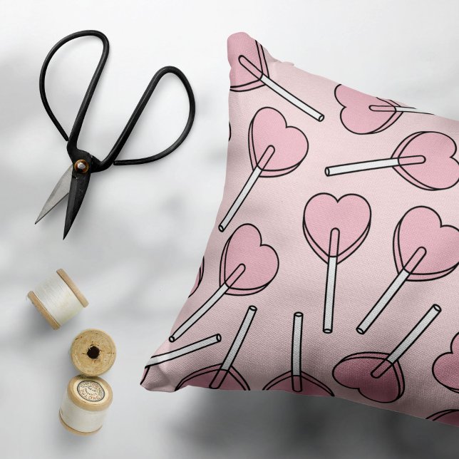 Pink Lollipops, Heart Lollipops, Lollipop Pattern Pillow Case (Creator Uploaded)