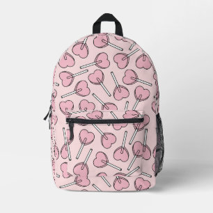 Pink Lollipops, Heart Lollipops, Lollipop Pattern Printed Backpack