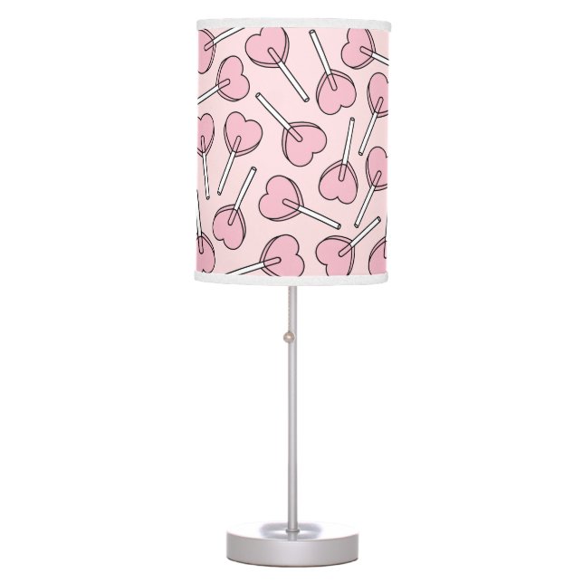 Pink Lollipops, Heart Lollipops, Lollipop Pattern Table Lamp (Front)