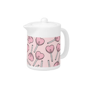 Pink Lollipops, Heart Lollipops, Lollipop Pattern Teapot