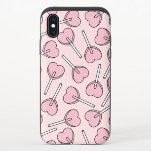Pink Lollipops, Heart Lollipops, Lollipop Pattern iPhone X Slider Case