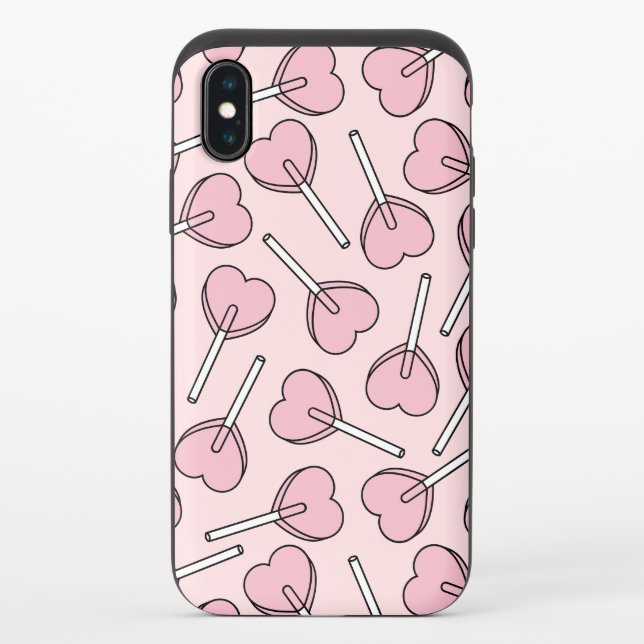 Pink Lollipops, Heart Lollipops, Lollipop Pattern Uncommon iPhone Case (Back)