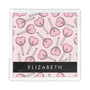 Pink Lollipops, Heart Lollipops, Lolly, Your Name Acrylic Tray