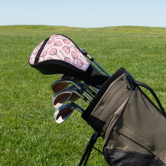Pink Lollipops, Heart Lollipops, Lolly, Your Name Golf Head Cover (In Situ)